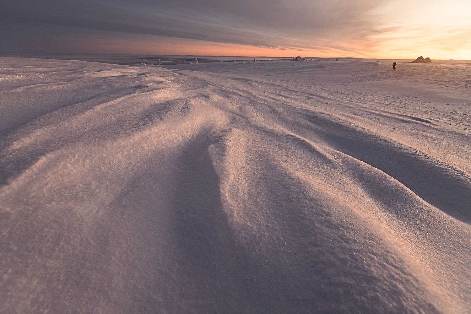 paysage coucher de soleil laponie