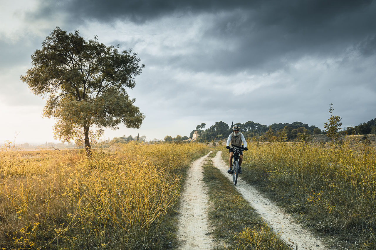 Randonneur à vélo dans la nature